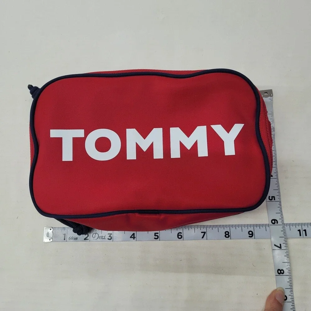 Tommy Hilfiger Red Cosmetic Bag Toiletry Travel Pouch Organizer Zipper